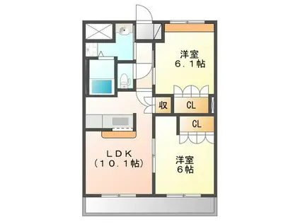 エクセルレモン(2LDK/2階)の間取り写真