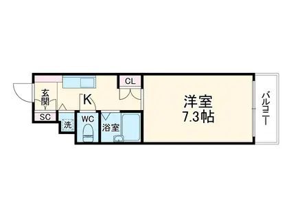 THE QOL(1K/7階)の間取り写真