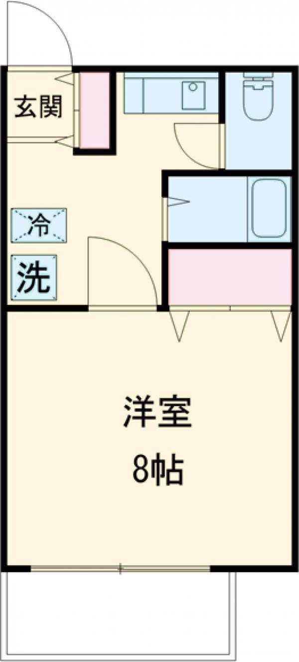 ラフィーネ杉田Ⅲ(1K/2階)の間取り写真