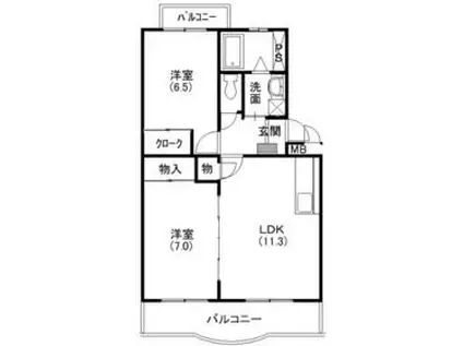 エスポワールマキ(2LDK/1階)の間取り写真