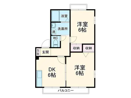 ディアス北上尾 A・B(2DK/2階)の間取り写真