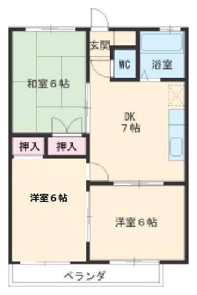 ナインハイツ(3DK/3階)の間取り写真
