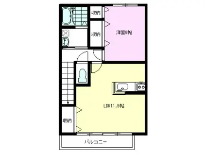 アレックⅢ(1LDK/2階)の間取り写真
