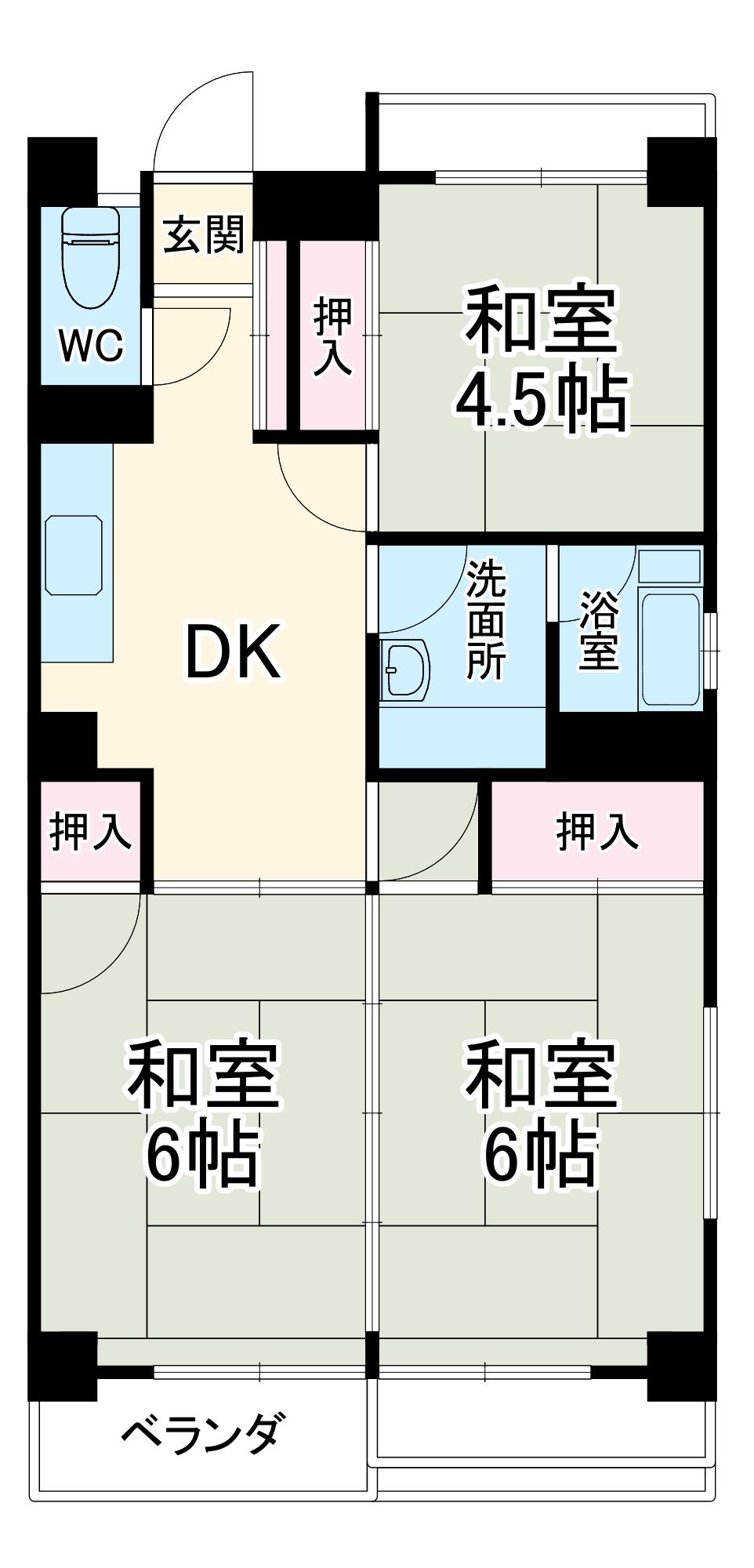 第2太田コーポ(3DK/5階)の間取り写真