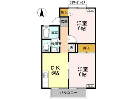 コーポシャルマン(2DK/2階)の間取り写真