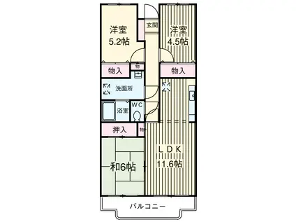 ロイヤルヴィレッヂ(3LDK/1階)の間取り写真