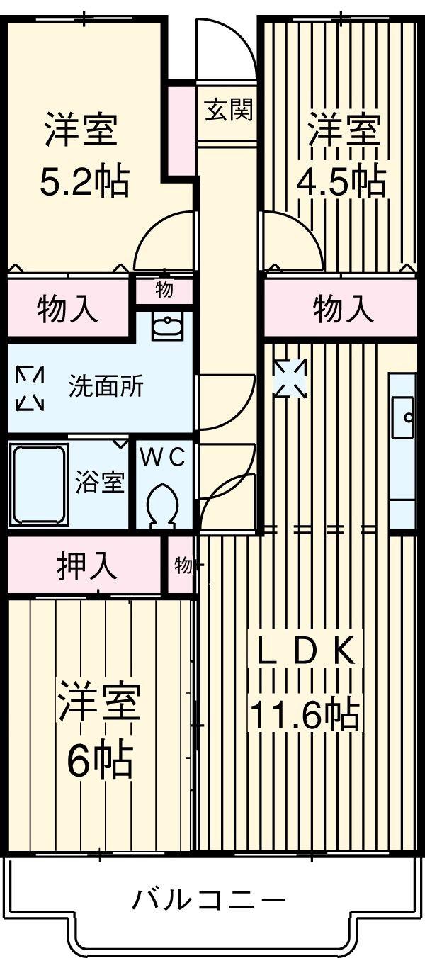 ロイヤルヴィレッヂ(3LDK/1階)の間取り写真