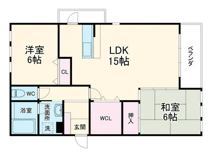 セントラルカミヤシロ(2LDK/2階)の間取り写真