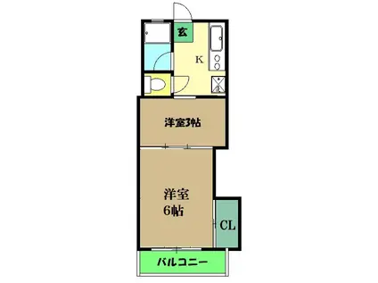朗豊ハウス(2K/3階)の間取り写真