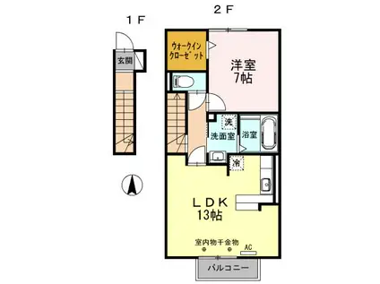 SERENO ⅱ(1LDK/2階)の間取り写真