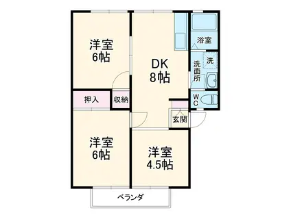 パナハイツヤマダA・B(3DK/1階)の間取り写真