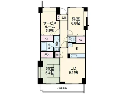サニーヒルズ和光(3LDK/1階)の間取り写真