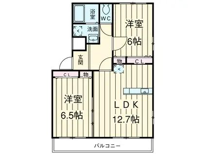 ルネスKMⅡ(2LDK/3階)の間取り写真