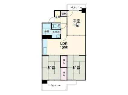 西一社第2団地101棟(3LDK/10階)の間取り写真
