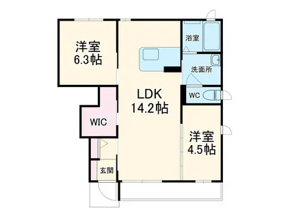 MELROSE COURTⅠ(2LDK/1階)の間取り写真