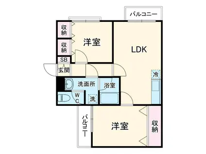 メゾンドゥールポール(2LDK/1階)の間取り写真