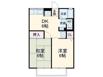 ハウスレーベンB(2DK/2階)の間取り写真