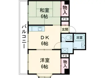 メゾン小田(2DK/3階)の間取り写真