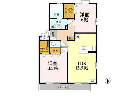 ラフィーネ・フォーレ A(2LDK/3階)の間取り写真