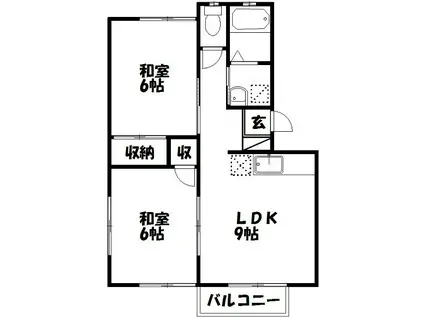 コーポラスカワベB(2DK/2階)の間取り写真