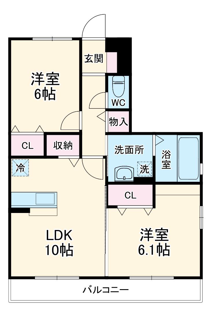 リビングゲートシティⅡ(2LDK/3階)の間取り写真