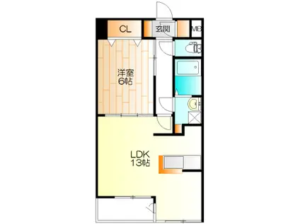 クレストフォルム日吉(1LDK/2階)の間取り写真