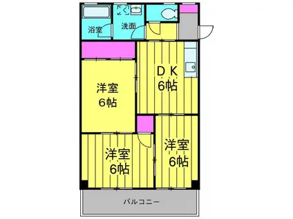 サンモール桶川(3DK/1階)の間取り写真