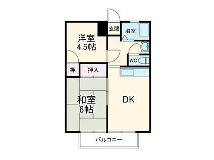 谷上パナハイツA(2DK/1階)の間取り写真