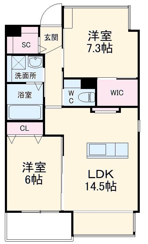 フルール・ド・リス(2LDK/3階)の間取り写真