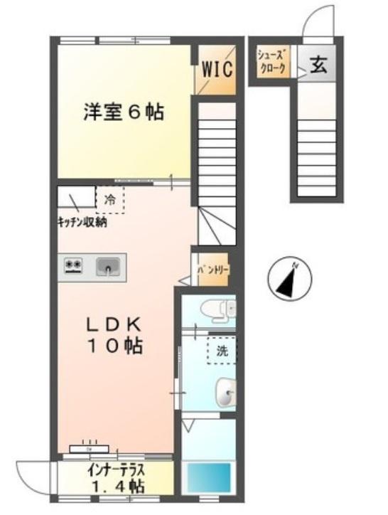 グランドゥール(1LDK/2階)の間取り写真
