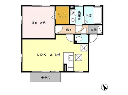 フレスカⅡ(1LDK/1階)の間取り写真