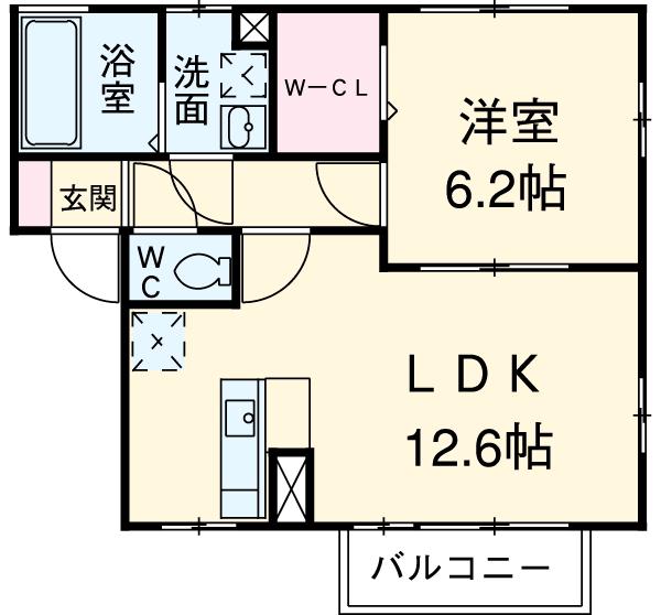 フレスカⅡ(1LDK/2階)の間取り写真