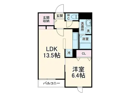 ヒルズ桜坂(1LDK/2階)の間取り写真