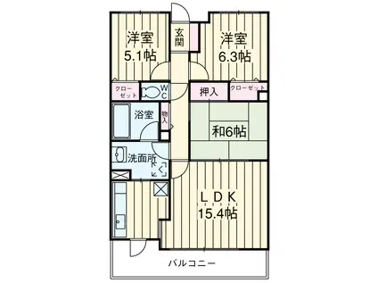 レクセルプラザ日進(3LDK/3階)の間取り写真