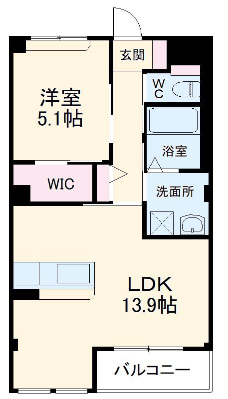 グレイス高塚(1LDK/1階)の間取り写真