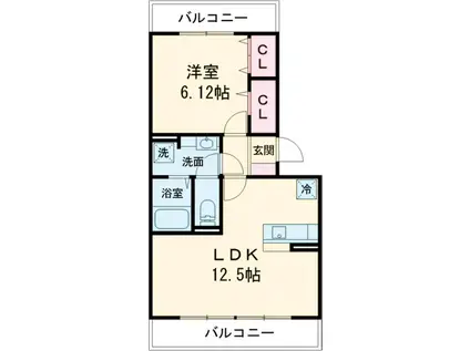 シャンドーレ西高島平(1LDK/2階)の間取り写真