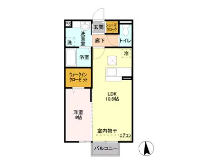 サンクテュエールⅡ(1LDK/1階)の間取り写真