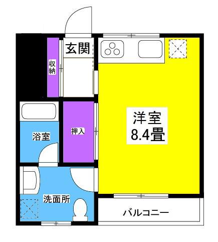 レイク東名Ⅴ(ワンルーム/1階)の間取り写真
