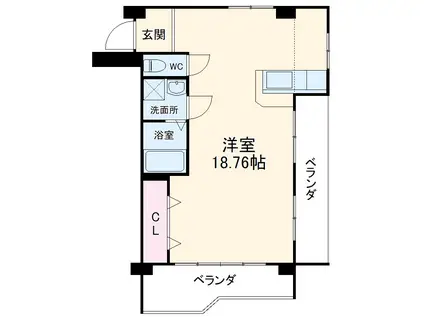 ヒルトップ小松(ワンルーム/2階)の間取り写真