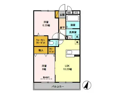 サン・クレストコート(2LDK/2階)の間取り写真