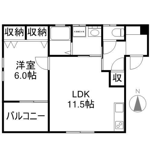 オーガスタM(1LDK/2階)の間取り写真