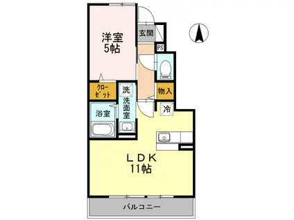 カーサエミネンス(1LDK/1階)の間取り写真