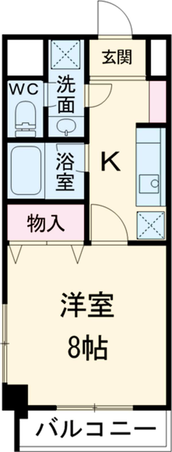 ポルト悠悠(1K/4階)の間取り写真