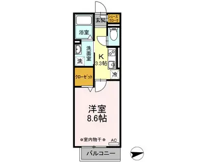 リビエールウメダ(1K/2階)の間取り写真