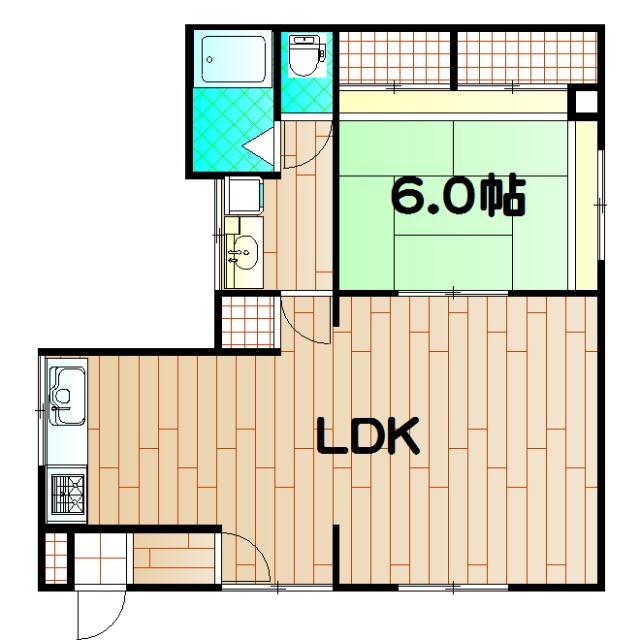 上東ハウスⅡ(1LDK/1階)の間取り写真