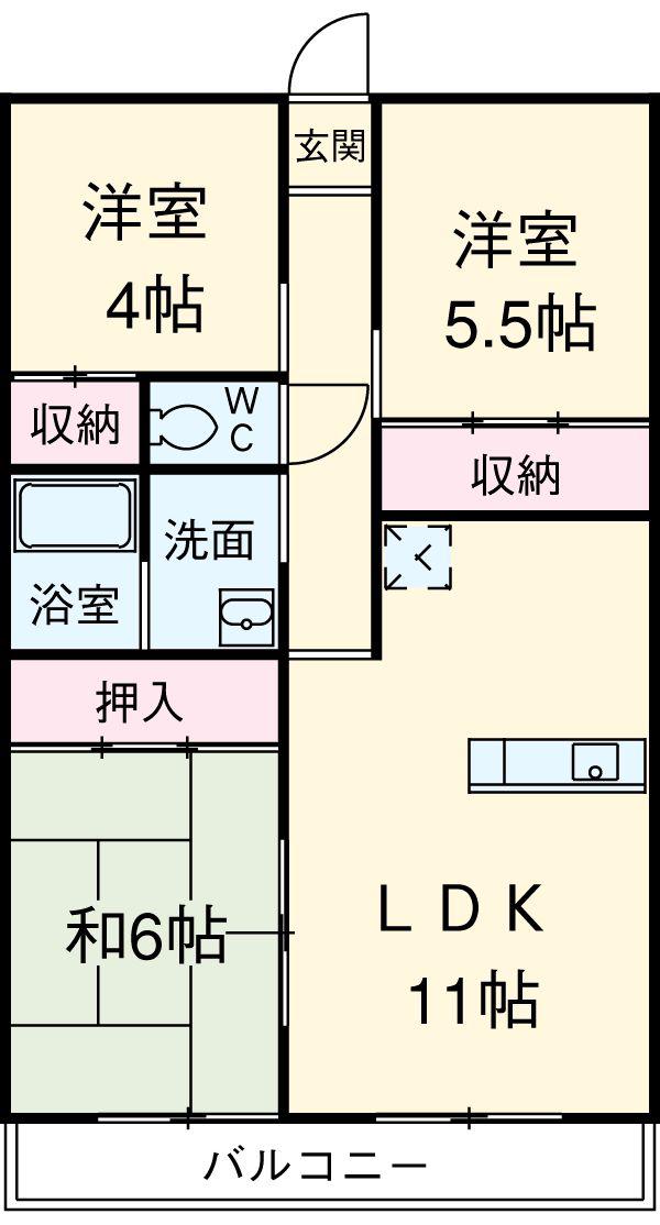 桶川昭和ビル(3LDK/1階)の間取り写真