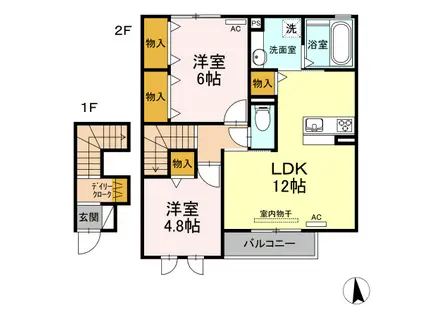 サンハイム野路(2LDK/2階)の間取り写真