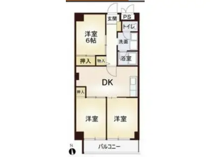 シャンティ豊中(3DK/2階)の間取り写真