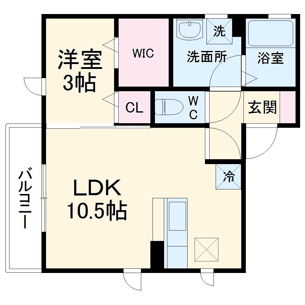 カトルセゾン(1LDK/1階)の間取り写真
