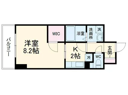 アンソレイユ(1K/9階)の間取り写真